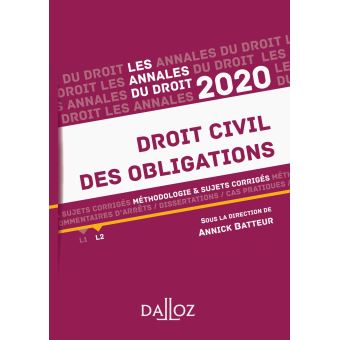 Annales Droit civil des obligations 2020