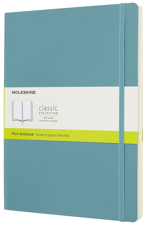 Carnet à pages blanches Moleskine Très grand format souple Bleu lagon