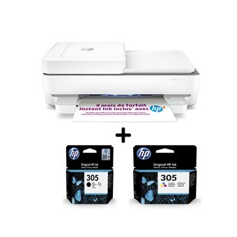 Imprimante Tout-en-un HP Envy 6432e Blanc + Cartouche d'encre HP 305 Noir +  Cartouche d'encre HP pack 305 3 couleurs - Imprimante multifonction - Achat  & prix | fnac