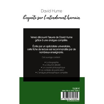 Enquête sur l'entendement humain de David Hume (fiche de lecture et analyse complète de l'oeuvre)