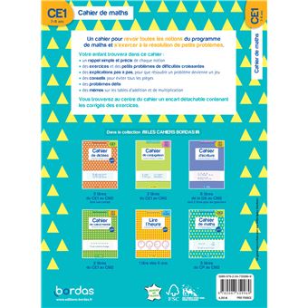 Les cahiers Bordas - Cahier de maths CE1