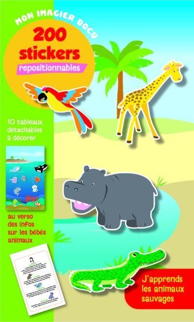 J'apprends les animaux sauvages - Mon imagier Docu - 200 stickers repositionnables