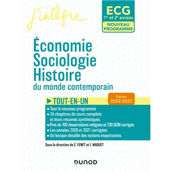 ECG 1 ET ECG 2 - Economie, Sociologie, Histoire du monde contemporain 2022-2023