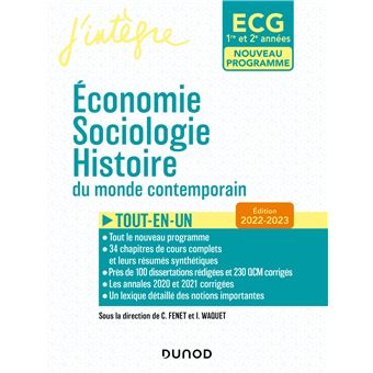 ECG 1 ET ECG 2 -  Economie, Sociologie, Histoire du monde contemporain 2022-2023