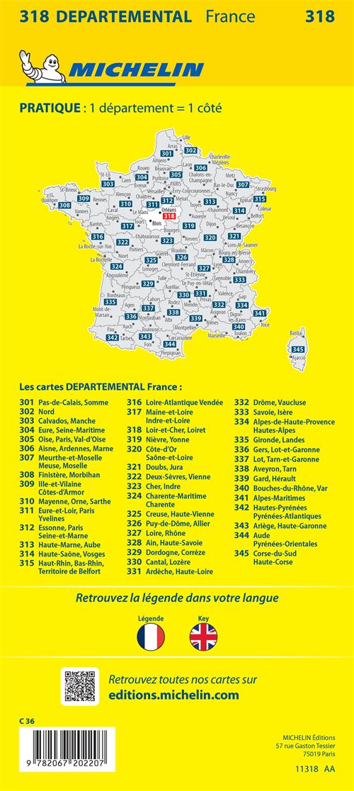 Carte Departemental Michelin Loiret Loir Et Cher Echelle 1 150 000 Broche Collectif Michelin Achat Livre Fnac