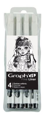 Pochette Graph'it de 4 Fine Liners Manga Noir