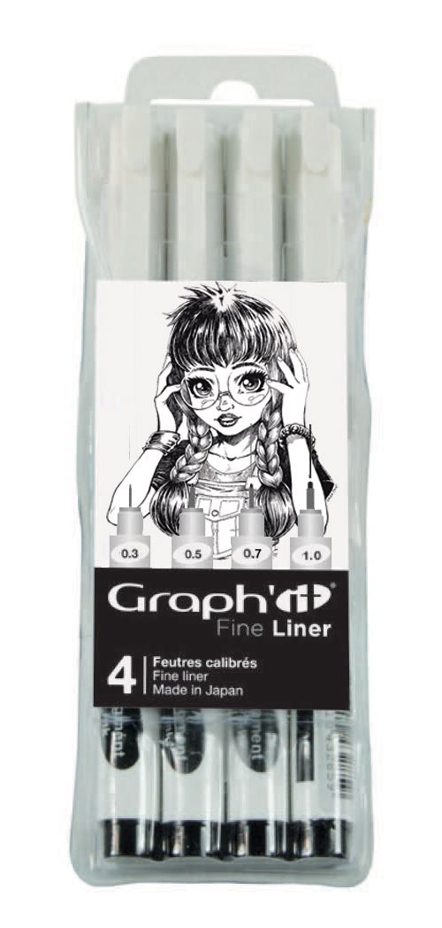 Pochette Graph'it de 4 Fine Liners Manga Noir