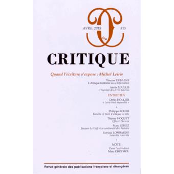 Revue critique 815 Quand l'écriture s'expose Michel Leiris - 1