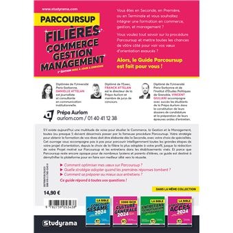 Parcoursup - Filières commerce, gestion et management