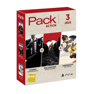 Pack Fnac 3 jeux Action 2018 PS4 Hitman Definitive Edition + Wolfenstein The New Colossus + Overwatch Goty Edition