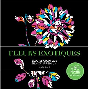 Bloc de coloriage Black Premium - Fleurs exotiques