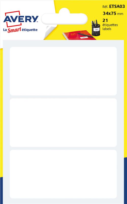 AVERY BL 21 ETIQUETTES BLANC 34X75