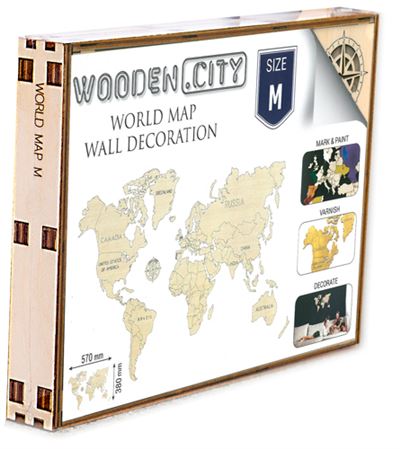 Monde carte en bois taille m