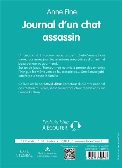 Le Chat Assassin Cd Audio De 33 Min Le Journal D Un Chat Assassin Audio Anne Fine Veronique Deiss Veronique Haitse Texte Lu Cd Achat Livre Fnac