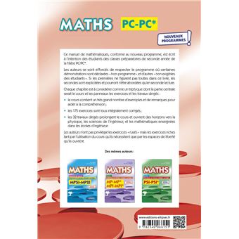 Maths, cours, exercices et travaux dirigés corrigés - PC/PC* - Programme 2022