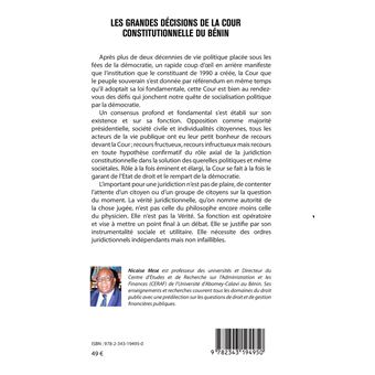 Les grandes décisions de la cour constitutionnelle du Bénin
