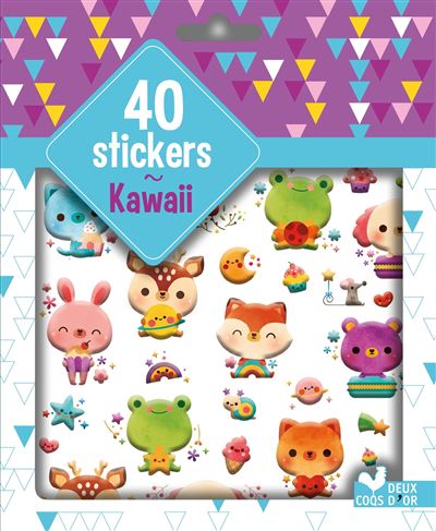 40 stickers Kawaii - pochette d'autocollants plastifiés