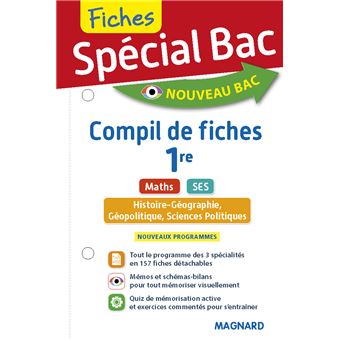 Spécial Bac Compil de Fiches SES-Maths-Histoire-Géo-Géopolitique-Sciences Po 1re