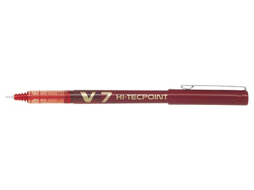 Pilot Hi-Tecpoint V7 - Stylo roller pointe moyenne 0,7 mm Rouge - vue 3