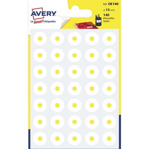 Sachet de 140 œillets Avery, diamètre 13 mm, Blanc