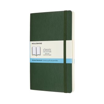 Carnet classique grand format Moleskine à grille de pointillés couverture rigide Vert