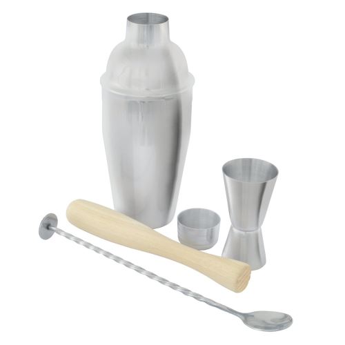 POINT-VIRGULE 4 PIECE COCKTAIL SET SPOON, JIGGER AND SHAKER