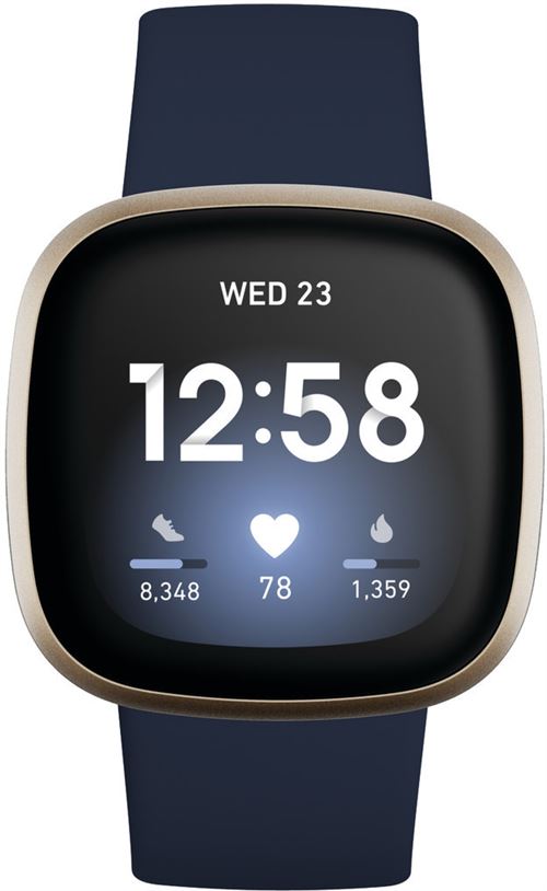 Generique Fitbit Versa 3 - Aluminium En Or Doux - Montre Intelligente Avec Bande - Silicone - Minuit - Taille Du Bracelet : S/L - Wi-Fi, Nfc, Bluetooth - Image 3