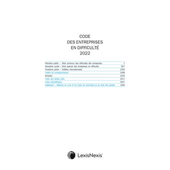Code des entreprises en difficulte 2022
