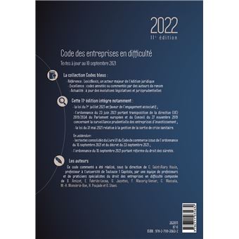Code des entreprises en difficulte 2022