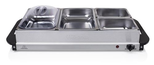Tristar Argent Chauffe-Plat Pour Buffet 300 W 6,8 L Acier Inoxydable É