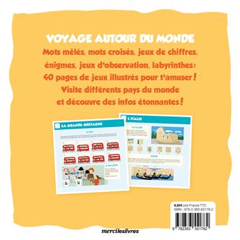 Mon cahier de jeux voyage autour du monde dès 7 ans