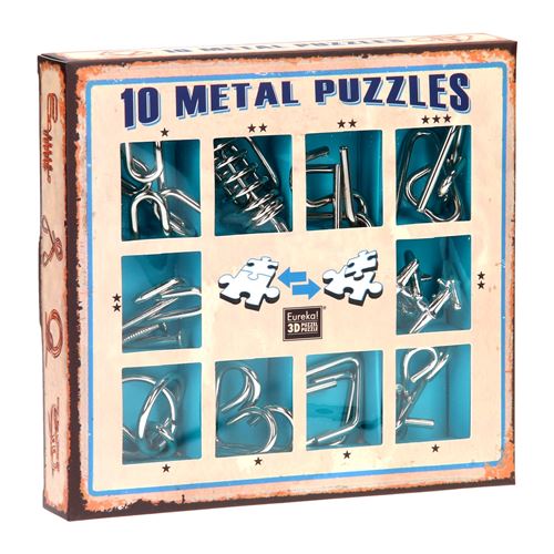 10 METAL PUZZLES SET BLUE IN DISPLAY 52473355