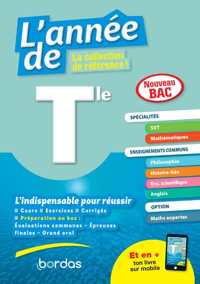 L'Année de Tle Spécialités Maths SVT + option Maths expertes + enseignements communs -  Collectif - broché