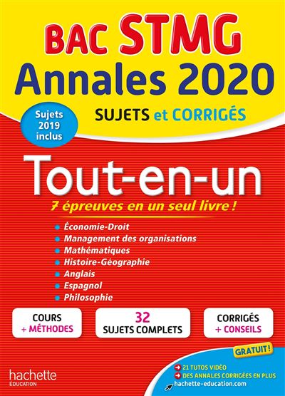 Annales Bac 2020 Tout-En-Un Bac STMG Sujets Et Corrigés - Broché ...