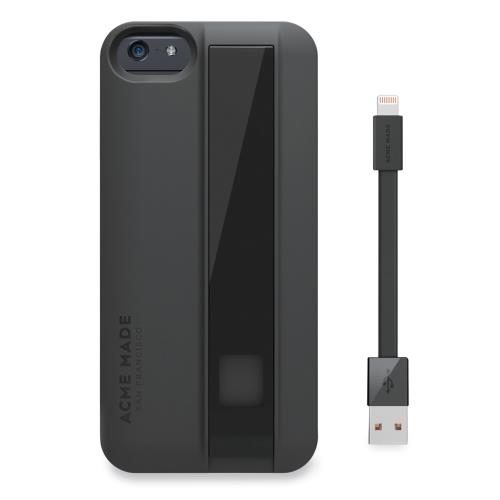Coque Acmemade avec chargeur intégré pour iPhone 6 Noir Mat