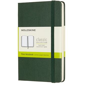 Carnet classique format de poche à pages blanches Moleskine couverture rigide Vert