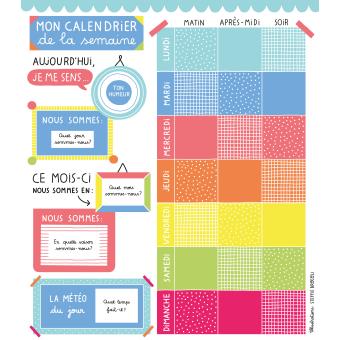 Ma pochette d'aimants - calendrier de la semaine