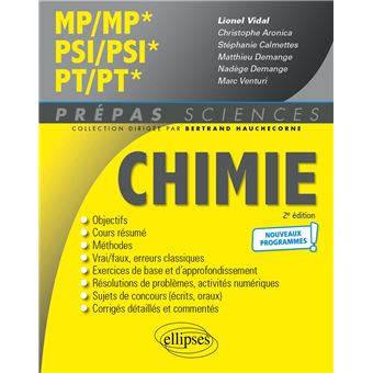 Chimie Mp Mp Psi Psi Pt Pt Nouveau Programme 2014 Nouveau Programme 2014 Broche Lionel Vidal Aronica Christophe Stephanie Calmettes Achat Livre Fnac