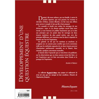 Développement d'une question équestre