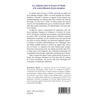 Les relations entre la France et l'Italie et le renouvellement du jeu européen