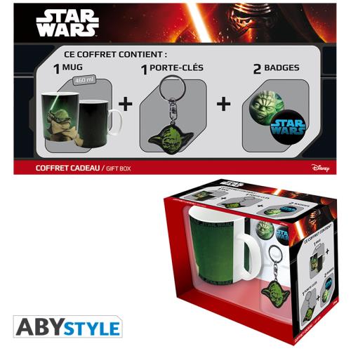 Pack Mug Star Wars Yoda Abystyle + Porte-clés + Badges