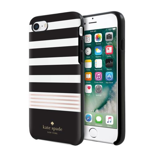Coque Incipio Kate Spade New York Stripe 2 pour iPhone 7 Blanc, noir et rose