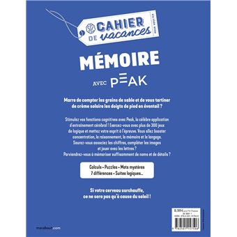 Cahier de vacances - Mémoire avec Peak