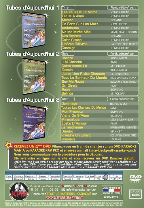 DVD Karaoké Mania - Coffret 3 DVD : Spécial Méga Tubes - Karaoké