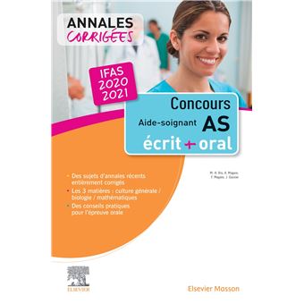Concours Aide-soignant - Annales corrigées - IFAS 2020/2021