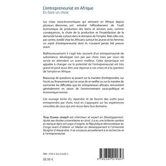 L'entrepreneuriat en Afrique. En faire un choix
