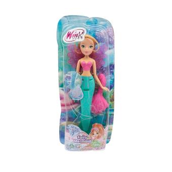 Poupée Winx Flora 28 Cm - Tenue Noir Et Orange Avec Bottes Et Bas Résille - Occasion TTBE
