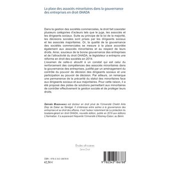 La place des associés minoritaires dans la gouvernance ds entreprsies en droit OHADA