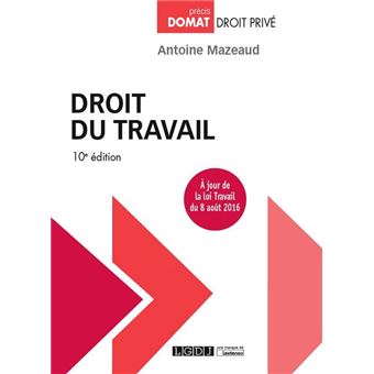 Droit du travail  10ème édition À jour de la loi travail du 8 août