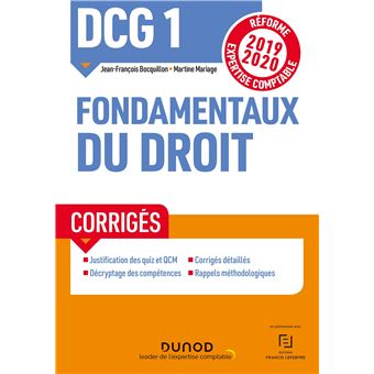 DCG 1 Fondamentaux du droit - Corrigés - Réforme 2019/2020